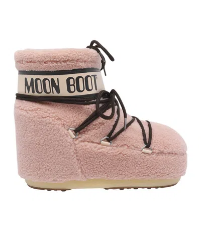 Moon Boot Icon Low Fleece Pink Snow Boot In Animal Print