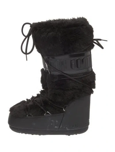 Pre-owned Moon Boot Faux Fur Snow Boots In Black