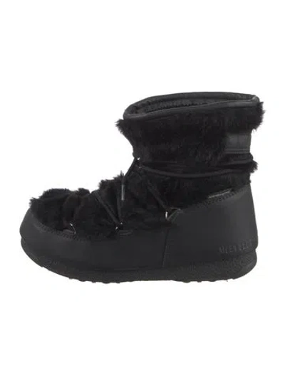 Pre-owned Moon Boot Faux Fur Snow Boots In Black