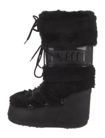 Pre-owned Moon Boot Faux Fur Snow Boots In Black