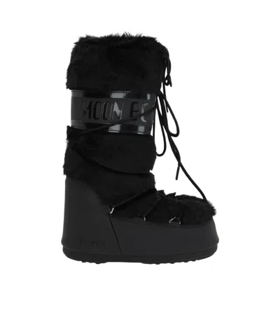 Moon Boot Faux Fur Snow Boots In Black