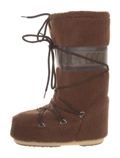 Pre-owned Moon Boot Faux Fur Snow Boots In Brown