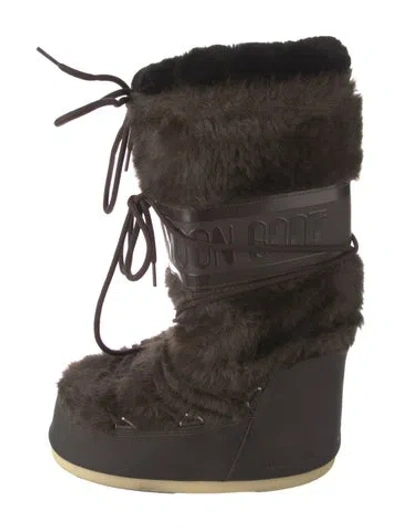 Pre-owned Moon Boot Faux Fur Snow Boots In Brown