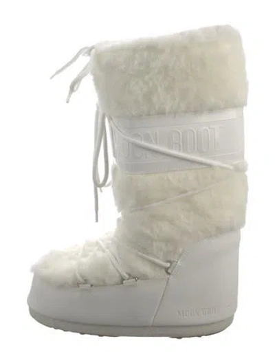 Pre-owned Moon Boot Faux Fur Snow Boots In Neutral
