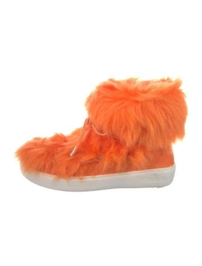 Pre-owned Moon Boot Faux Fur Snow Boots In Orange