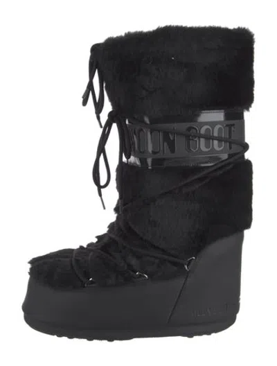 Pre-owned Moon Boot Faux Fur Snow Boots W/ Tags In Black