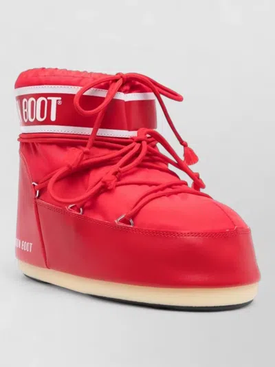 Moon Boot Faux Leather Ankle Snow Boots In Red
