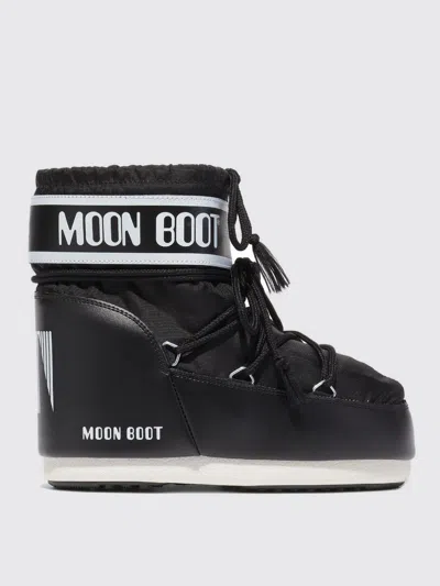 Moon Boot Flat Ankle Boots  Woman Color Black In Schwarz