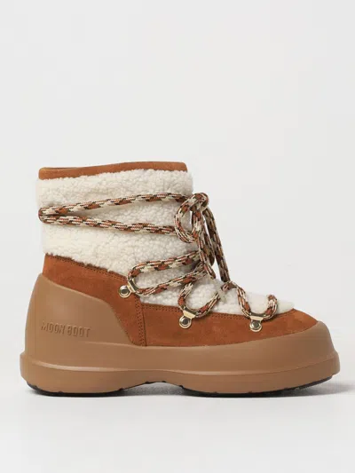 Moon Boot Flat Ankle Boots  Woman Color Brown In Braun