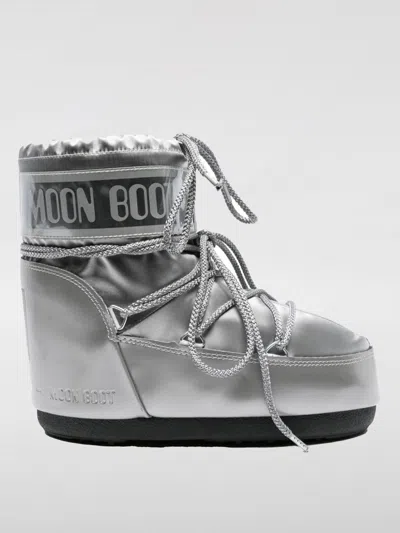 Moon Boot Flat Ankle Boots  Woman Color Silver