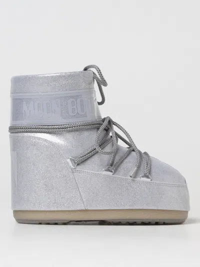 MOON BOOT FLAT ANKLE BOOTS MOON BOOT WOMAN COLOR SILVER,G29515097
