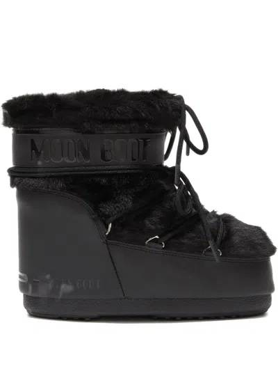 Moon Boot Icon Low Faux Fur Snow Boots In Black