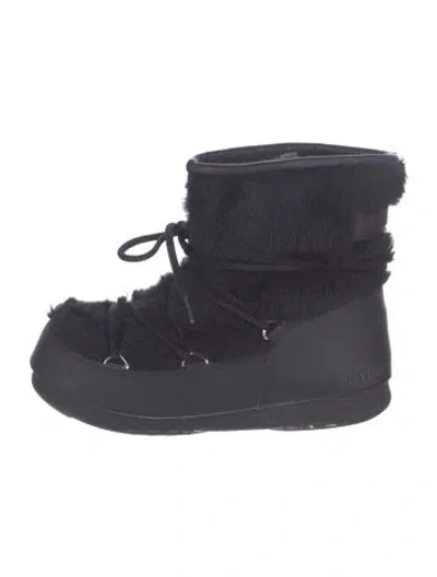 Pre-owned Moon Boot Fur Snow Boots In Black