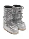 Moon Boot Glitter Lace-up Boots In Silver