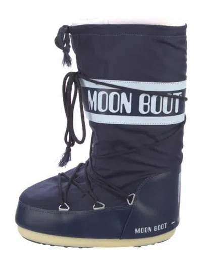 Pre-owned Moon Boot Graphic Print Lace-up Boots In Blue