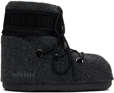 Moon Boot Gray Icon Low Felt Boots In N003 Black Melange