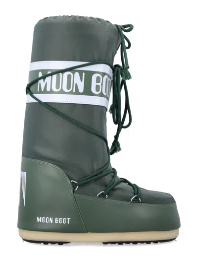 Moon Boot Icon Lace-up Padded Boots In Green