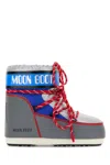 Moon Boot Grey Fabric Icon Low Space Racing Ankle Boots In Gray