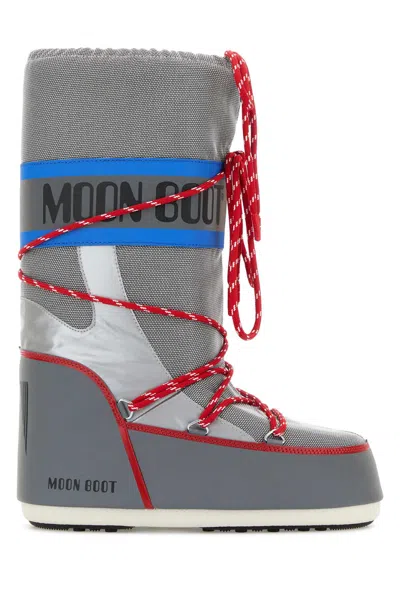 Moon Boot Grey Fabric Icon Space Racing Boots In Gray
