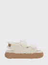 Moon Boot Shearling Sandals With Thick Sole In White