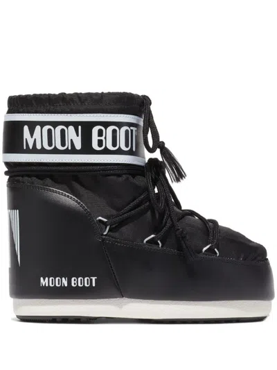 MOON BOOT HIGH-ANKLE BLACK BOOTS WITH LOGO BRANDING
