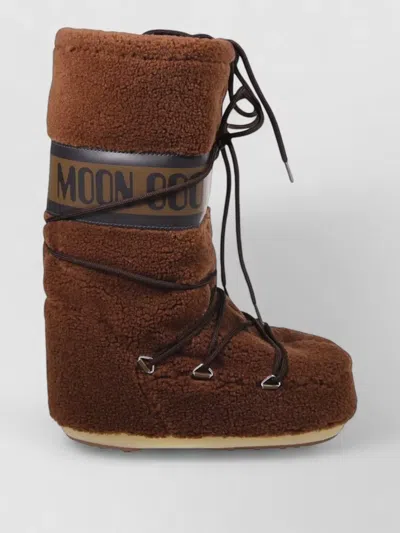 MOON BOOT HIGH ANKLE BOOTS FAUX FUR FLAT SOLE