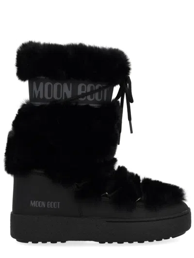 Moon Boot High Faux-fur Boots In Black