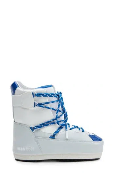 Moon Boot ® High Top Sneaker Bootie In White/light Grey/blue