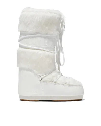 MOON BOOT STIVALI ICON FAUX FUR OPTICAL WHITE