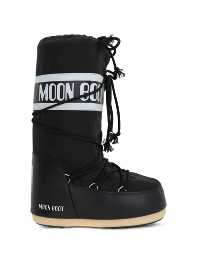 Moon Boot Nylon Blue Man Boot Midnight Blue Size 9-10.5 Textile Fibers In Black