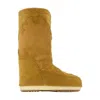 Moon Boot High Suede Boots In Cognac With Wedge Embroidery In Brown