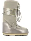 Moon Boot Moonboot Metallic Boots With Lace-up Design In Silver