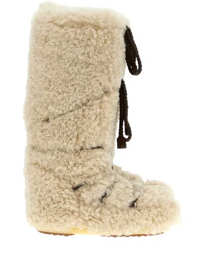 Moon Boot Ivory Eco Fur Icon Boots In Neutral
