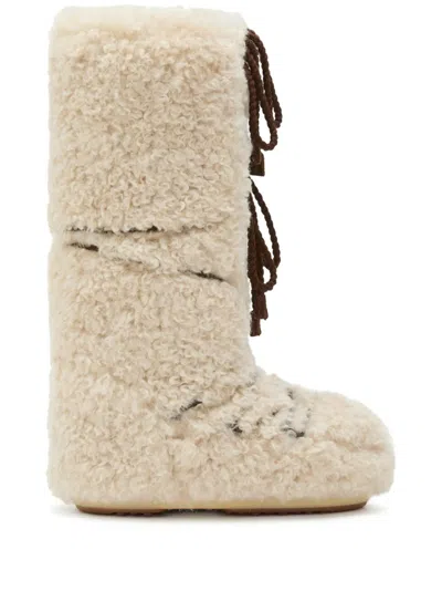 Moon Boot Icon Curly Extra Boots Woman Ecru In Neutral