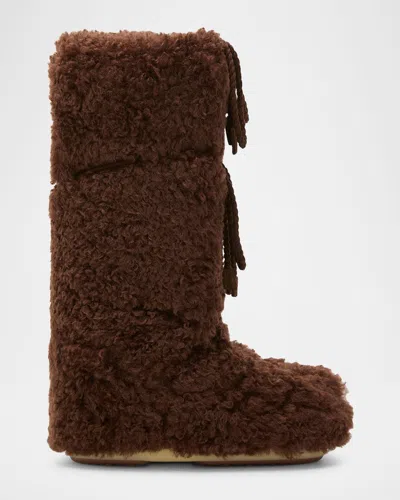 Moon Boot Icon Curly Extra Knee-high Snow Boots In Brown