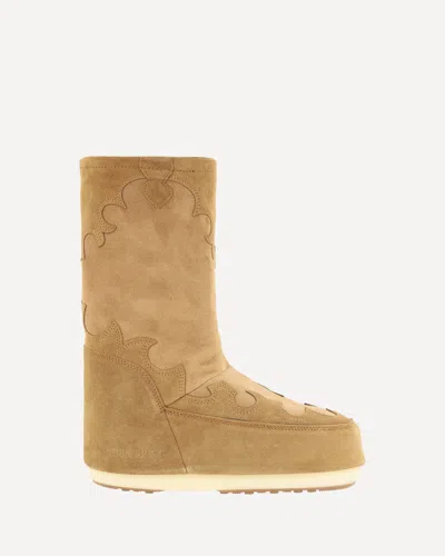 Moon Boot Icon Embrodery Boots In Cognac