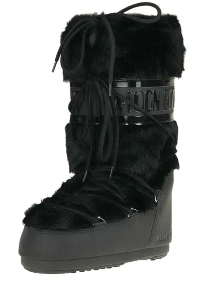Moon Boot Icon Faur Fur High Winter Boots In Black