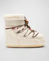 Moon Boot Icon Low Embellished Faux-fur And Suede-trimmed Shell Snow Boots In Cream