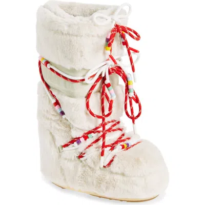 Moon Boot Icon Faux-fur Beads Boots And Ankle Boots In Beige