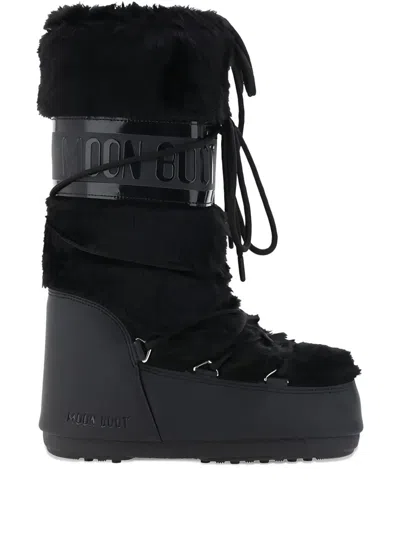 Moon Boot Icon Faux Fur And Faux Leather Snow Boots In Black