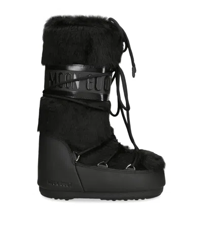 Moon Boot Icon Faux Fur And Faux Leather Snow Boots In Black