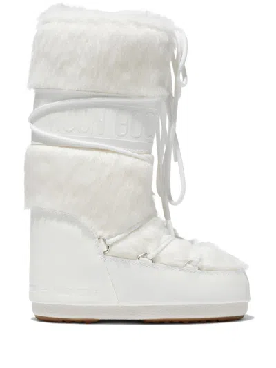 Moon Boot Icon Faux Fur Boots In White