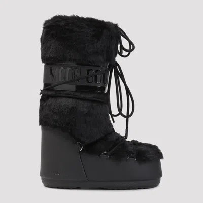 Moon Boot Icon Faux Fur Mini Boot In Black