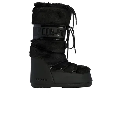 Pre-owned Moon Boot Icon Faux-fur Boot 'black' | Men's Size 35
