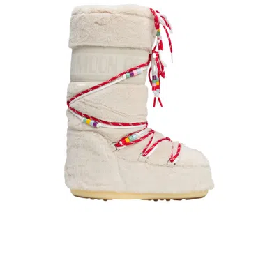 Pre-owned Moon Boot Icon Faux-fur Boot 'white Beads' | Men's Size 39