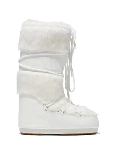 Moon Boot Icon Faux-fur Lace-up Boots In White