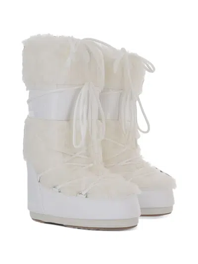 Moon Boot Kids' Icon Faux-fur Lace-up Boots In White