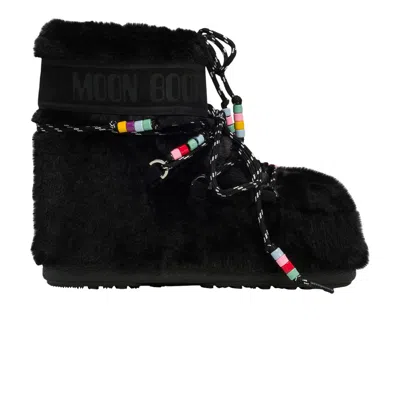 Pre-owned Moon Boot Icon Faux-fur Low Boot 'black Beads' | Men's Size 42