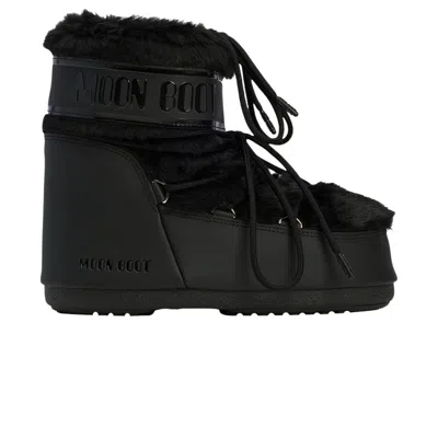 Pre-owned Moon Boot Icon Faux-fur Low Boot 'black' | Men's Size 36.5