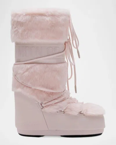 Moon Boot Icon Faux-fur Snow Boots In Pink